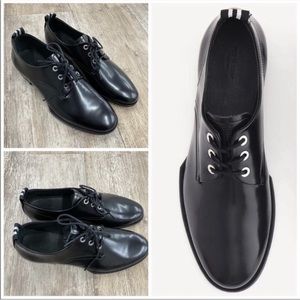 Rag & Bone Audrey Leather Oxford Tie Up Flats In Black. New In Box. Sz 5